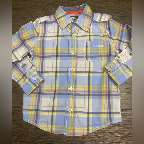 Oshkosh button up plaid stripe dress shirt long sleeve 3T - Picture 1 of 6